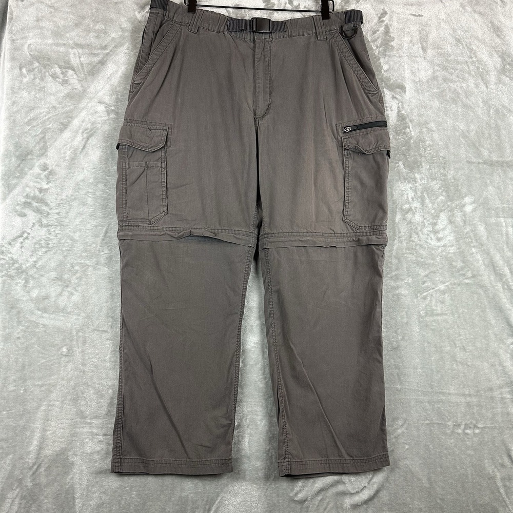 BC Clothing Convertible Pants Men's XXL x 34 Gray Activewear Hiking Cargo Zip